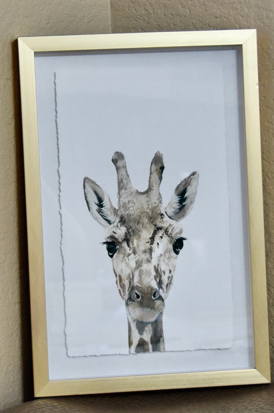 Marmont Hill Cheeky Giraffe Watercolor Floating Framed Wall Art Print